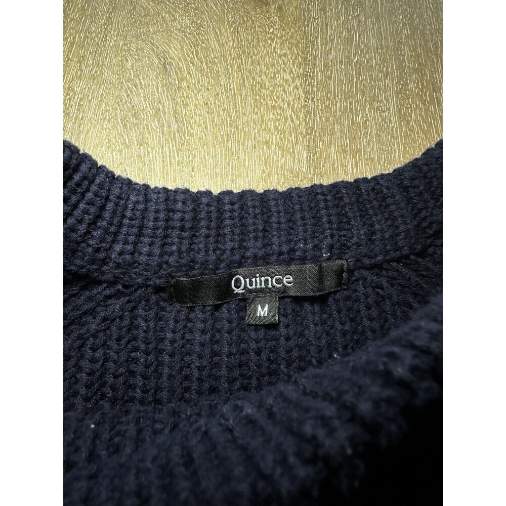 Quince 100% Organic Cotton Fisherman Crew Sweater Navy Size Medium - Picture 3 of 7